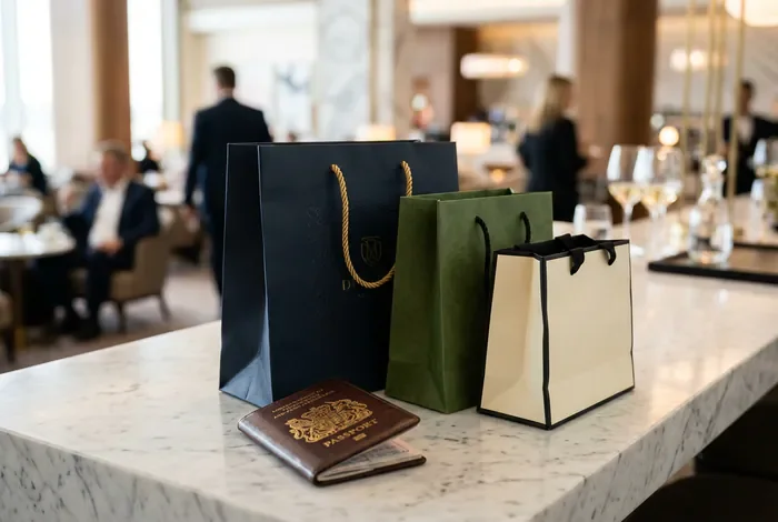 Prix tabac aéroport Minorque : tarifs et quantités Achats duty free et passeport sur un comptoir
